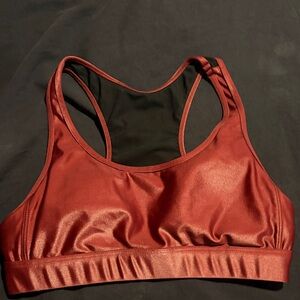 Koral Satin Sports Bra - Deep Red